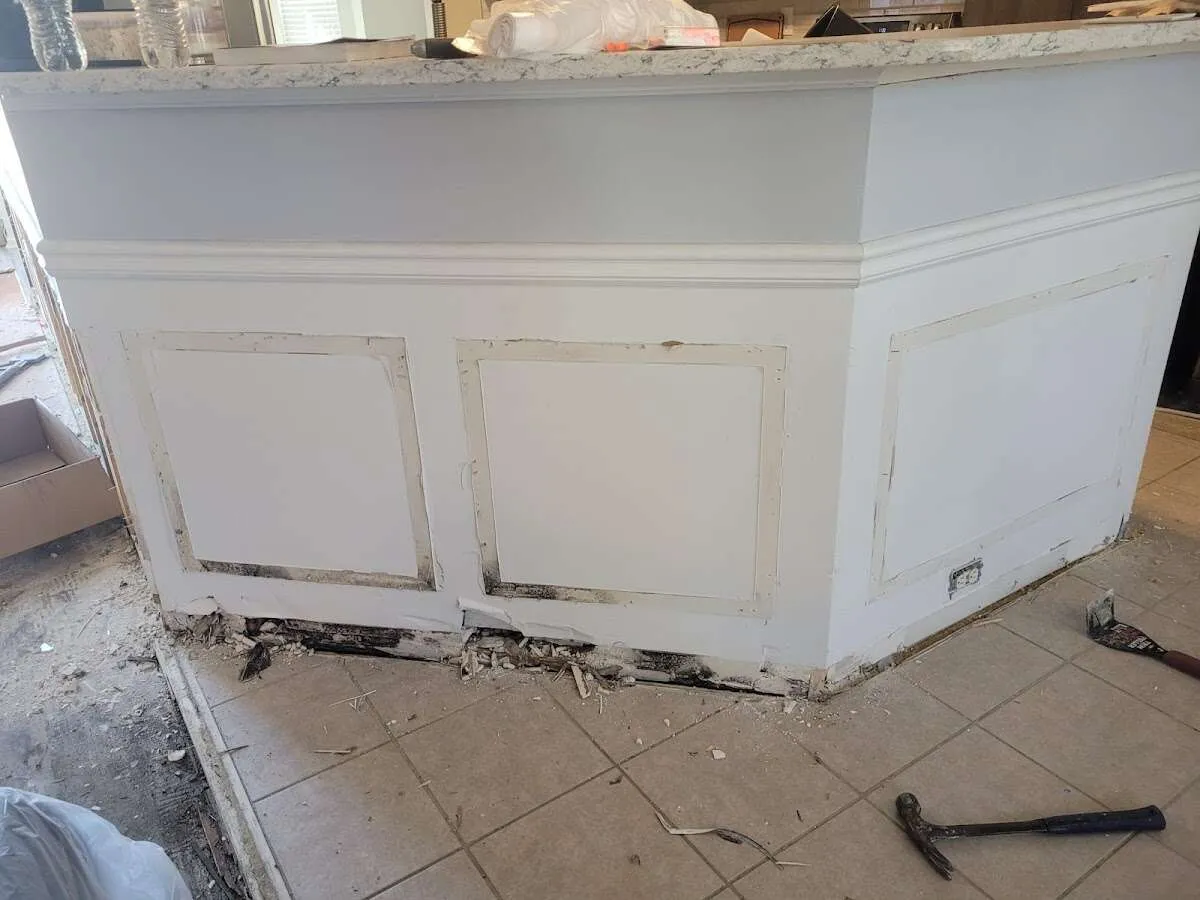 Water damage and mold on kitchen during Storm Damage Restoration in DuPont